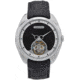 Heritor Automatic Roman Semi-Skeleton Leather-Band Watch, Silver/Black, One Size, HERHS2201