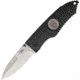 Hoffner Knives Chiseled Linerlock Black Folding Knife,3.5in,Stainless Steel,Standard Edge,Satin,Black,G10 Handle ATA29