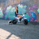 Huffy CR8-R Battery Operated Ride On Minibike, White/Blue, 33in, 17201