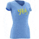 HUK Womens Script Vneck Tee, Heather Carolina Blue H1000047HCBXS