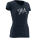 HUK Womens Script Vneck Tee, Heather Navy-White H1000047HN1XL