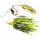 Humdinger Spinnerbait, Gold Colorado Blade/Nickel Willow Blade, 4/0 Hook, Chartreuse/Black Skirt, 1/4oz, 01-L
