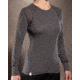 Ibex Woolies Striped Crew 150 - Women's-Black/Medium Heather Grey-Small