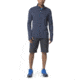 Compass Long Sleeve Zip - Mens -Fathom Heather/Cyan-X-Large