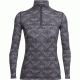 Icebreaker Oasis Long Sleeve Half Zip Diamond Line - Women's-Blizzard Heather/Black-X-Small