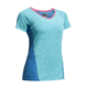 Icebreaker Spark Short Sleeve V Top - Womens-Aquamarine/Force/Shocking-Large