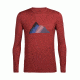 Icebreaker Tech Lite Long Sleeve Crewe Seven Summit Stack, Vintage Red, L, 104121601L