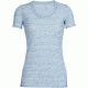 Icebreaker Tech Lite Short Sleeve Scoop Shirt - Women's-Stripe Mist Blue Heather/Snow-Small