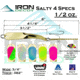 Iron Decoy Salty 4 Lure 3.5'', Gold/Chartreuse/Lblue/Hot Pink/Watermelon/Silver, 1/2 oz, Salty 4 G