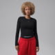 Jordan Womens Jordan Brooklyn Essentials Long-Sleeve Mid Layer T-Shirt in Black IM7353-010, Black, XL, female, 1015985420-00198966299283