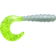 Kalin's Fishing Kalin Triple Threat Grub, 4, 2in, Albino/Chartreuse Tail, 2TG10-889