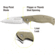 Kilimanjaro Gear Morsa Folding Knife,3.5in,Tan Wood Grain G10 Handle,Plain Blade KJ910027