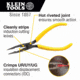 Klein Tools Connector Crimping Needle Nose Pliers, 7In, Yellow, VDV026-049