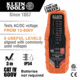 Klein Tools Electronic AC/ DC Voltage Tester, 12 - 600V, Orange/Black, ET60