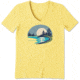 Life Is Good Cool Vee Lake Beach T-Shirt - Womens, Happy Yellow, Medium, 55327-M