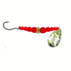 Macks Lure Wedding Ring Classic Original Spinner, Number 6 Hook 48in Leader, Hammered Nickel Blade/Flo Ruby Bead, 9150