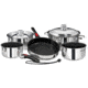 Magma Nesting 10-Piece Cookware - Stainless Steel Exterior &amp; Slate Black Ceramica Non-Stick Interior 58441