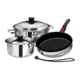 Magma Nesting 7-Piece Induction Compatible Cookware - Stainless Steel Exterior &amp; Slate Black Ceramica Non-Stick Interior, A10-363-2-IND