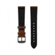 Marathon Cross Hatch 2-Piece Strap, Italian Leather, IP Black Buckle, 20mm, Cognac, Extra Long, WS-LT-CGBK-20-XL