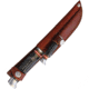 Marbles Combo Knife, Damascus Steel Blade, Jigged Horn Handle, 10.25in Overall Fixed w/ 5in Blade And 6.25in Overall Fixed w/ 3in Blade, Brown Leather Sheath, MR455/ EG-736