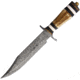 Marbles Damascus Bowie Knife, 9 Damascus steel blade, Stag, black pakkawood, and white synthetic handle, # 5 DAMASCUS / MR571