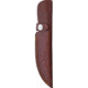 Marbles Horn Damascus Knife, 9in Overall, 4.5in Damascus Steel Blade, Jigged Horn Handle, Brown Leather Sheath, MR460 / EG-741