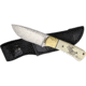 Marbles Scrimshaw Fixed Blade Knife, 7.25in Overall, 3.25in Satin SS Blade, White Smooth Bone Handle, Brass Guard, Scrimshawed Moose Artwork On Handle, Black Nylon Belt Sheath, White, BZ011160