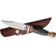 Marbles Skinner Knife, 9in Overall, 4.25in Satin SS Skinner Blade, Aluminum Guard, Jigged Horn And Stag Bone Handle, Brown Leather Sheath, MR462 / EG-745