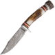 Marbles Stag Damascus Skinner Knife, 9in Overall, 4.5in Damascus Steel Blade, Stag Bone Handle, SS Guard, Brown Leather Sheath, MR459 / EG-740
