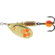 Mepps Aglia-e In-Line Spinner, 2 1/2in, 1/4 oz, Treble Hook w/Egg, Gold Hot Orange, BE3 GHO