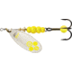 Mepps Aglia-e In-Line Spinner, 3 1/4in, 1/2 oz, Treble Hook w/Egg, Silver-Hot Chartreuse, BE5 SHC