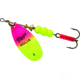 Mepps Aglia In-Line Spinner 1/3 oz, Plain Treble Hook, Hot Pink &amp; Chartreuse Blade, B4 HPC