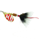 Mepps Aglia In-Line Spinner, 1/6 oz, Dressed Treble Hook, Gold/Red/White Blade/Gray Tail, B2ST G/RW-G