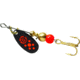Mepps Black Fury In-Line Spinner, 1/12 oz, Plain Treble Hook Black with Fluorescent Red Dots, BF0 Fl