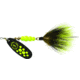 Mepps Black Fury In-Line Spinner, 1/2 oz, Dressed Treble Hook, Chartreuse Dot Blade with Gray &amp; Chartreuse Tail, BF5T CH