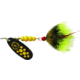 Mepps Black Fury In-Line Spinner, 1/2 oz, Dressed Treble Hook, Yellow Dot Blade with Gray &amp; Yellow Tail, BF5T Y
