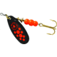 Mepps Black Fury In-Line Spinner, 1/3 oz, Plain Treble Hook Black with Fluorescent Red Dots, BF4 Fl