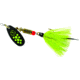 Mepps Black Fury In-Line Spinner, 1/4 oz, Dressed Treble Hook, Chartreuse Dot Blade with Gray &amp; Chartreuse Tail, BF3T CH