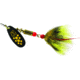 Mepps Black Fury In-Line Spinner, 1/4 oz, Dressed Treble Hook, Yellow Dot Blade with Gray &amp; Yellow Tail, BF3T Y