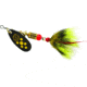 Mepps Black Fury In-Line Spinner, 1/6 oz, Dressed Treble Hook, Yellow Dot Blade with Gray &amp; Yellow Tail, BF2T Y