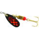 Mepps Black Fury In-Line Spinner, 1/6 oz, Plain Treble Hook Black with Fluorescent Red Dots, BF2 Fl