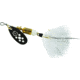 Mepps Black Fury In-Line Spinner, 1/8 oz, Dressed Treble Hook, White Dot Blade with White Tail, BF1T W