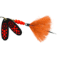 Mepps Double Blade Black Fury In-Line Spinner, 1/2 oz Dressed Treble, Fluorescent Dot &amp; Orange Tail, BFD5T FL2-O