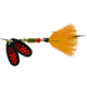 Mepps Double Blade Black Fury In-Line Spinner, 1/4 oz Dressed Treble, Fluorescent Dot &amp; Orange Tail, BFD3T FL2-O