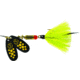 Mepps Double Blade Black Fury In-Line Spinner, 1/4 oz Dressed Treble, Yellow Dot &amp; Tail, BFD3T Y2-Y