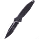 Microtech SOCOM ELITE S/E-M BLACK TACTICAL PARTIAL SERRATED, Black, 160-2T