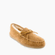 Minnetonka Sheepskin Hardsole Moccasin Slippers - Mens, Tan, 11, 3741-255-11