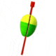 Mr. Crappie Twist On Twist Off Unweighted Pear Float, 1 1/2in Yellow/Green, 2Pc Zip, M150P-111YG