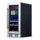NewAir 15in Premium Built-in Dual Zonen Wine/Beverage Fridge, Black/Stainless Steel, 9 Bottles and 48 Cans, NWB057SS00