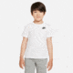 Nike Nike Sportswear Little Kids Embroidered Futura T-Shirt in White 86C545-001, White, 7, male, 1015907746-00009328926160